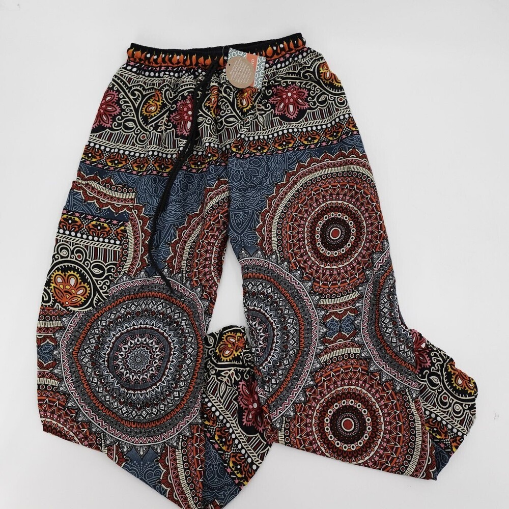 New Earthbound Trading Co Pants Womens Small Multicolor Graphic Mandala Boho